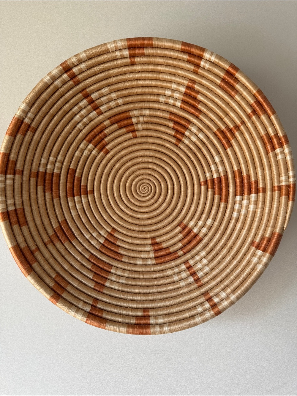 Fair Trade Handwoven Decorative Woven Wall Basket - Tan & Rust